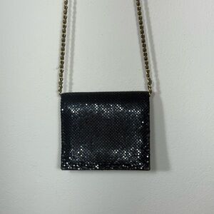 Vintage Whiting and Davis International Black Evening Bag with Gold Chain Strap